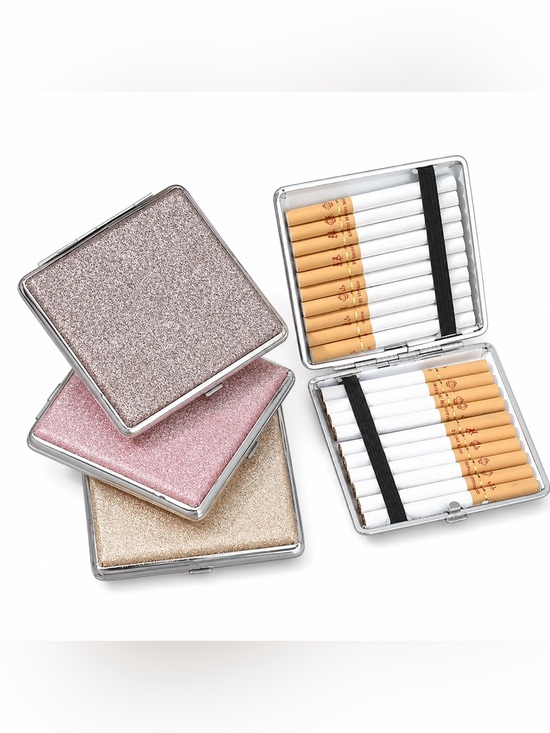 Other - Glitter Metal Cigarette Case - Pink, Gold, Silver
